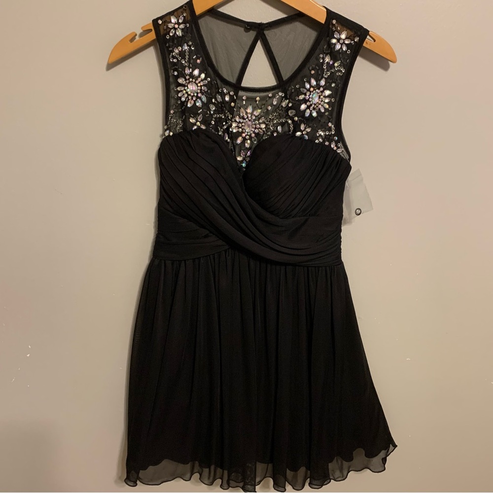 NEW Black Sequin & Jewel Detailed Mini Dress